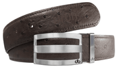 Brown / Three Bar Ostrich Leather Belts Druh Belts and Buckles | US & Canada