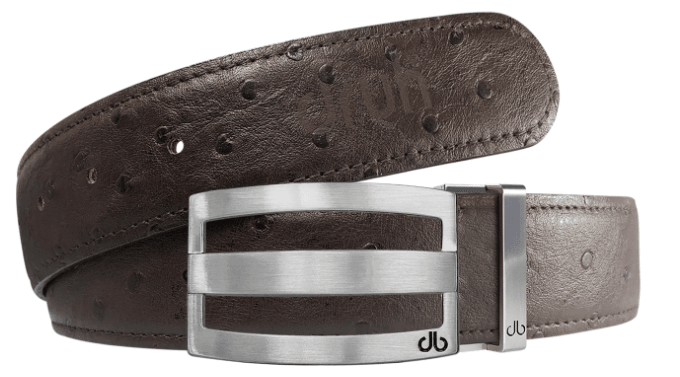 Brown / Three Bar Ostrich Leather Belts Druh Belts and Buckles | US & Canada