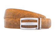 Brown / Three Bar Snakeskin Leather Belts Druh Belts USA
