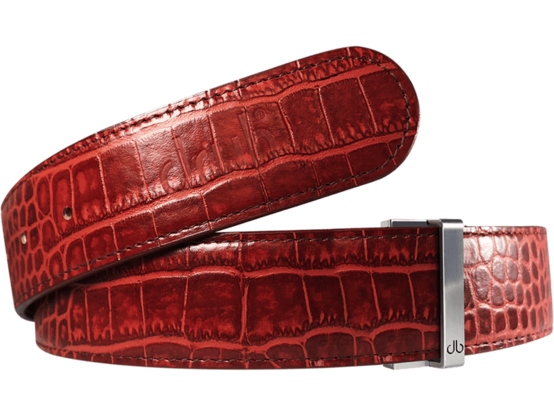 Burgundy Crocodile Leather Collection Druh Belts USA