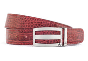 Burgundy / Three Bar Crocodile Leather Belts Druh Belts USA