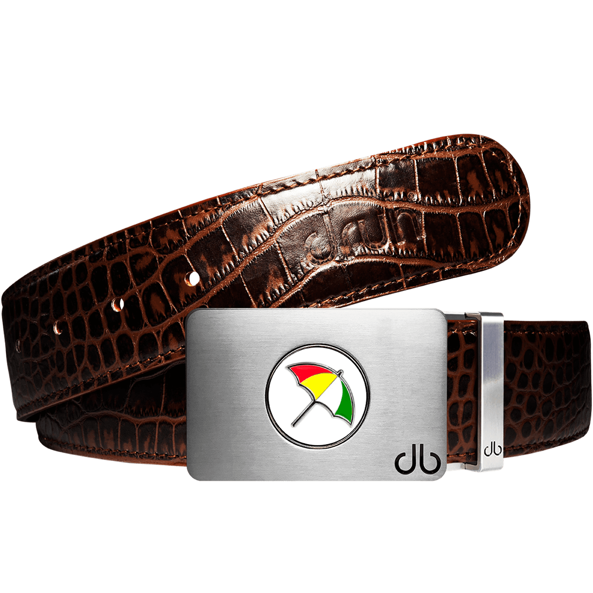 Arnold Palmer Ballmarker Golf Belt Crocodile Leather Dark Brown