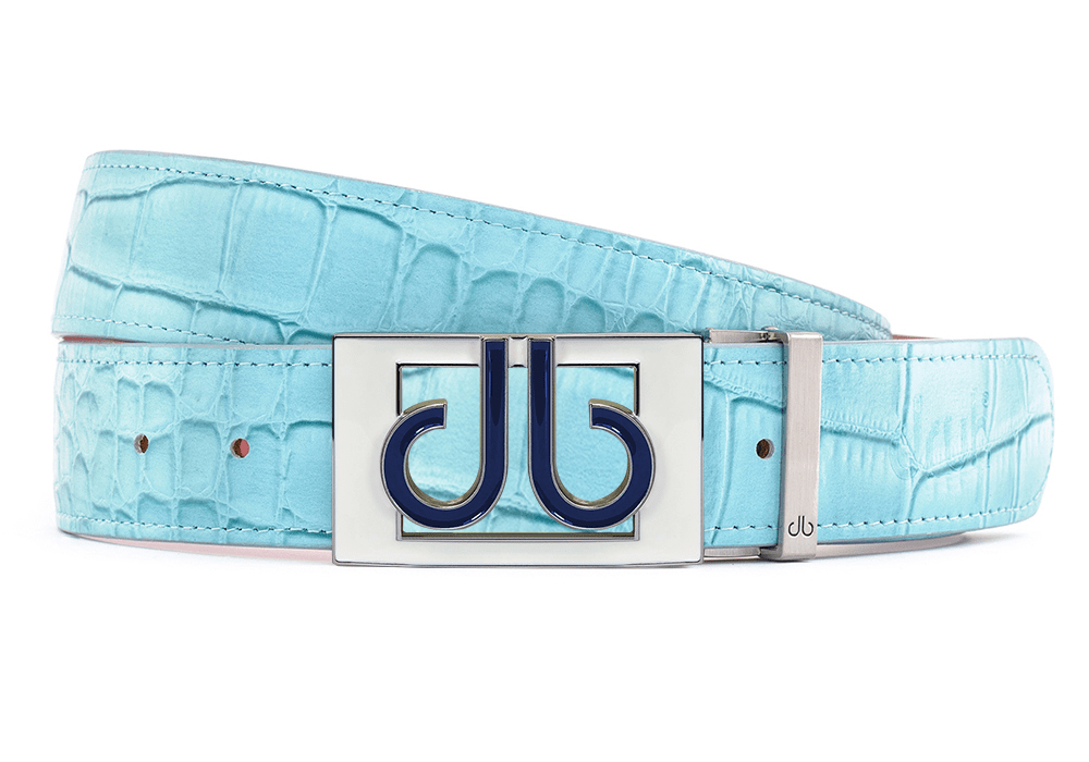 db See Thru Blue & White Crocodile Aqua Belts Druh Belts USA