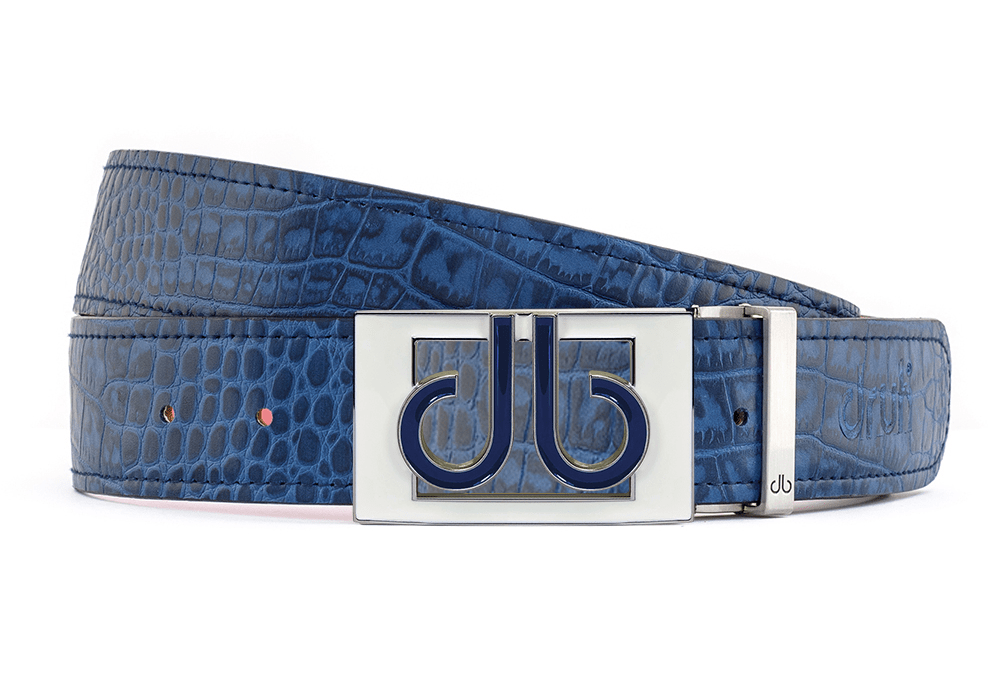 db See Thru Blue & White Crocodile Blue Belts Druh Belts and Buckles | US & Canada