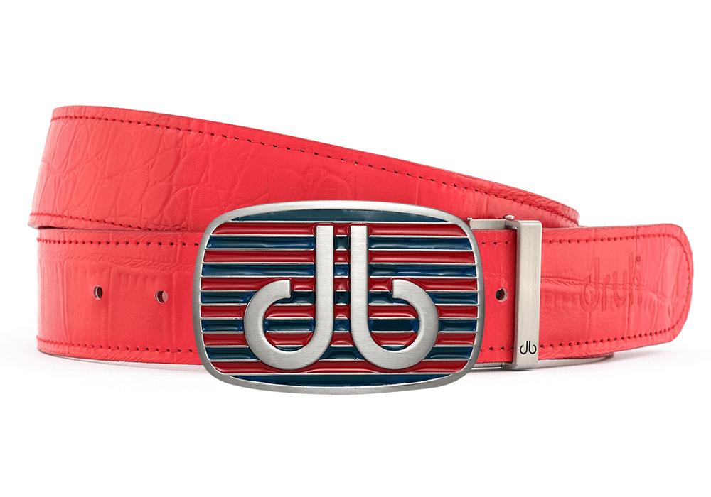 db Stripe Red & Blue Crocodile Red Belts Druh Belts and Buckles | US & Canada