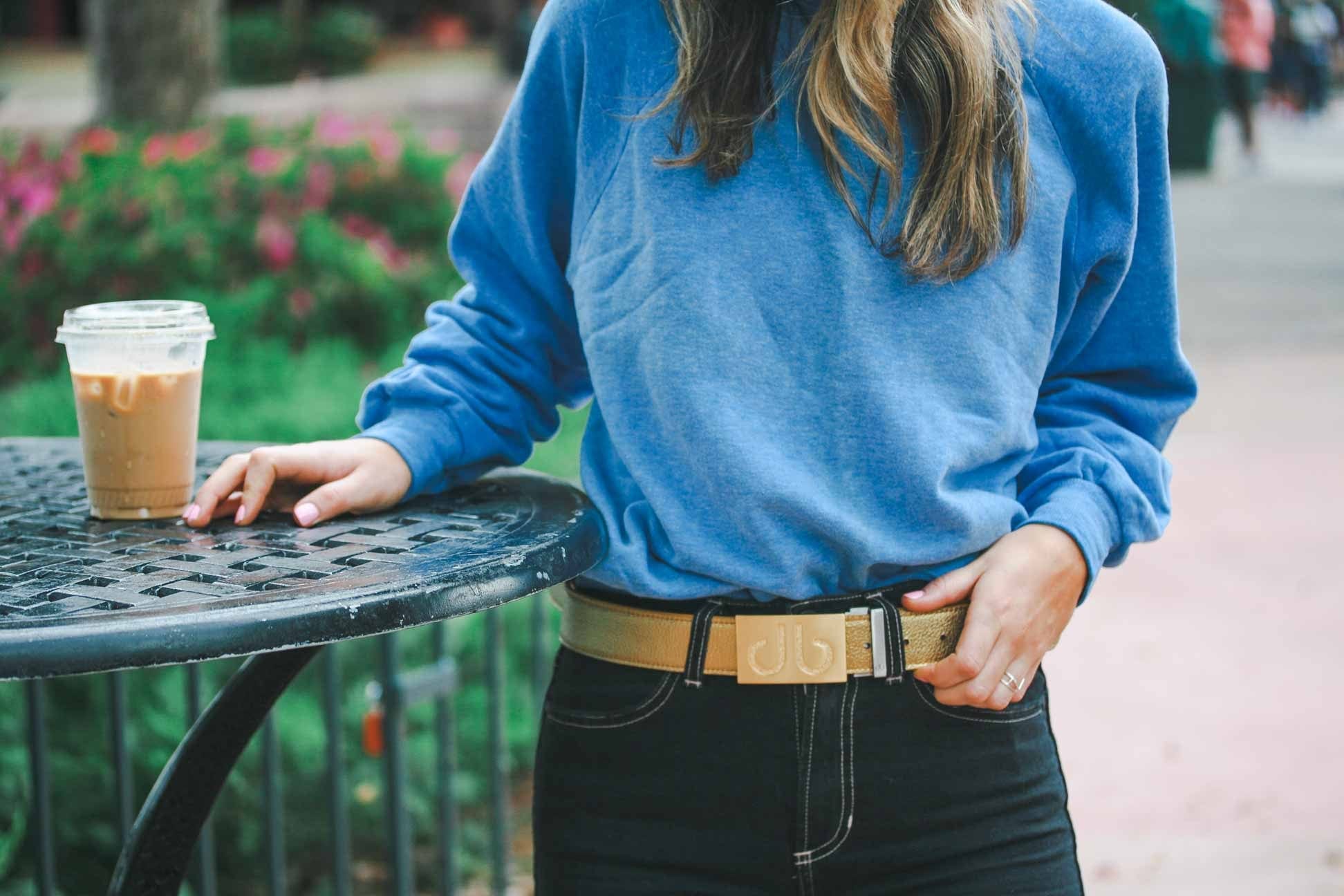  Gold Embossed Leather Belt | Gold Designer Buckle Druh Belts USA