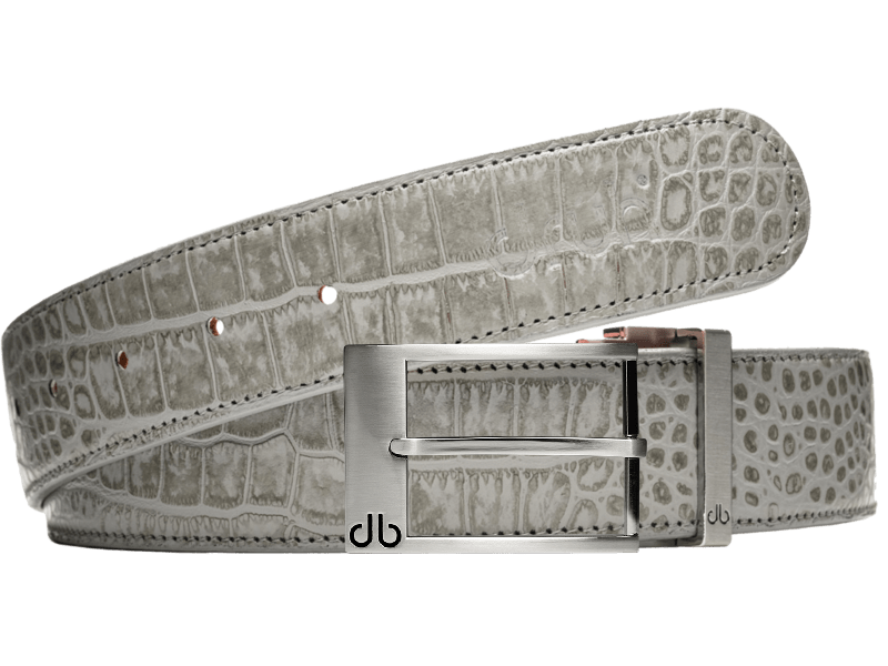Graphite Gray / Prong Silver Crocodile Leather Belts Druh Belts USA