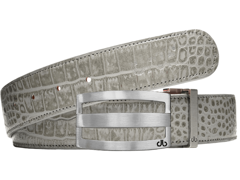 Graphite Gray / Three Bar Crocodile Leather Belts Druh Belts USA