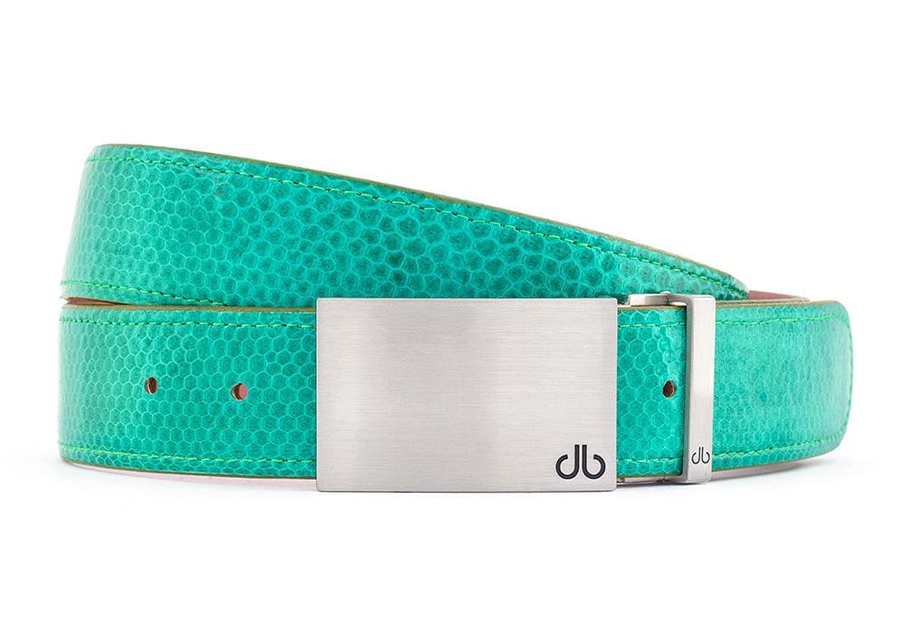 Green / Silver Block Snakeskin Leather Belts Druh Belts USA