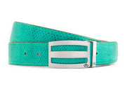 Green / Three Bar Snakeskin Leather Belts Druh Belts USA
