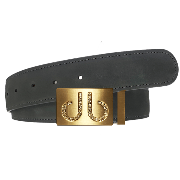 Grey / Gold Emboss Nubuck (Suede) Leather Belts Druh Belts USA