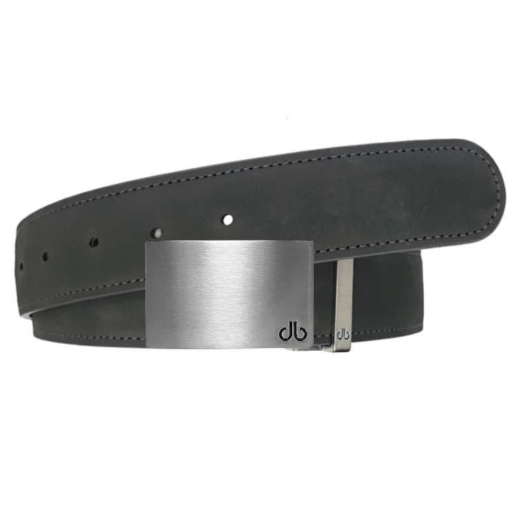 Grey / Silver Block Nubuck (Suede) Leather Belts Druh Belts USA