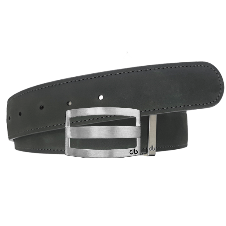 Grey / Three Bar Nubuck (Suede) Leather Belts Druh Belts USA