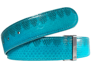 Aqua/Black Snakeskin Leather Belt Strap - Druh Belts