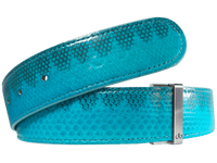 Aqua/Black Snakeskin Leather Belt Strap - Druh Belts