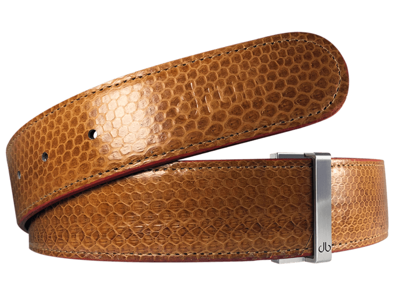 Brown Leather Golf Belt - Snakeskin Leather - Druh Belts