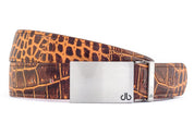 Medium Brown / Block Silver Crocodile Leather Belts Druh Belts USA