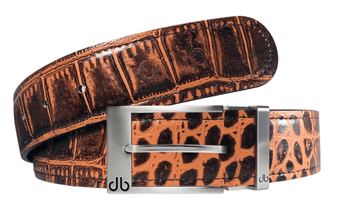 Medium Brown / Prong Silver Crocodile Leather Belts Druh Belts USA