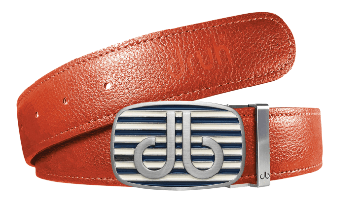 Orange / Stripe Full Grain Leather Belts Druh Belts and Buckles | US & Canada