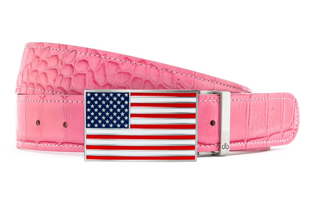 Pink / American Crocodile Leather Belts Druh Belts USA
