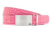 Pink / Block Silver Crocodile Leather Belts Druh Belts USA