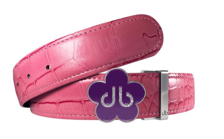 Pink Crocodile / Purple Leather Belt | Flower Buckle Druh Belts USA