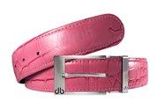 Pink / Prong Silver Crocodile Leather Belts Druh Belts USA