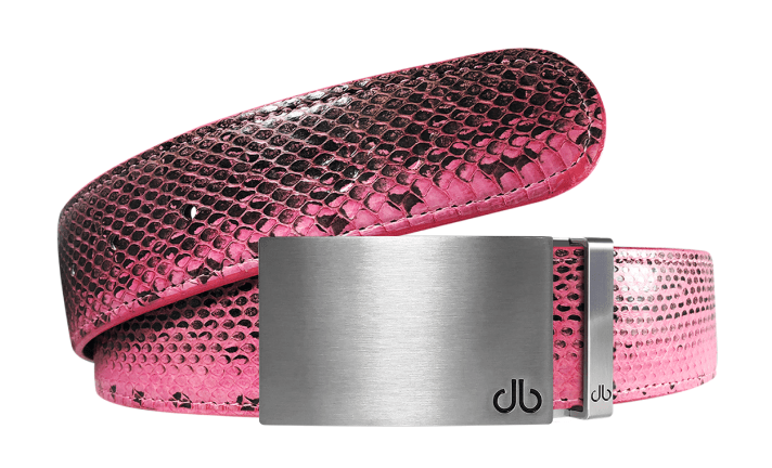 Pink / Silver Block Snakeskin Leather Belts Druh Belts USA
