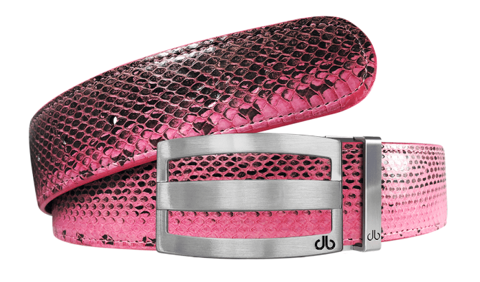 Pink / Three Bar Snakeskin Leather Belts Druh Belts USA