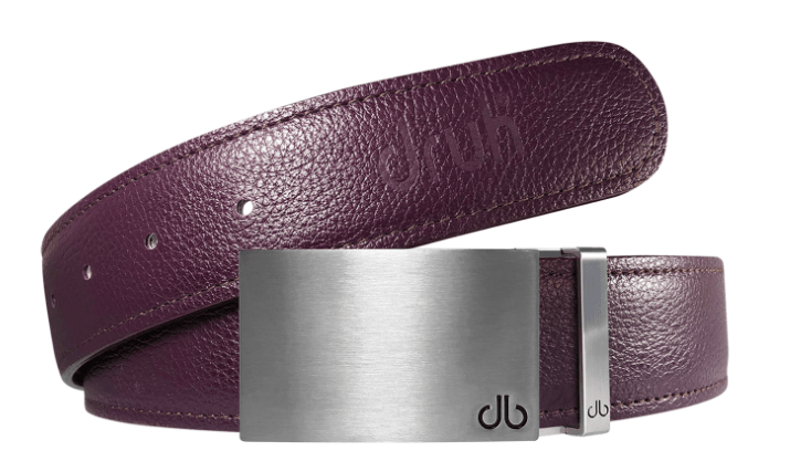 Purple / Silver Block Full Grain Leather Belts Druh Belts and Buckles | US & Canada