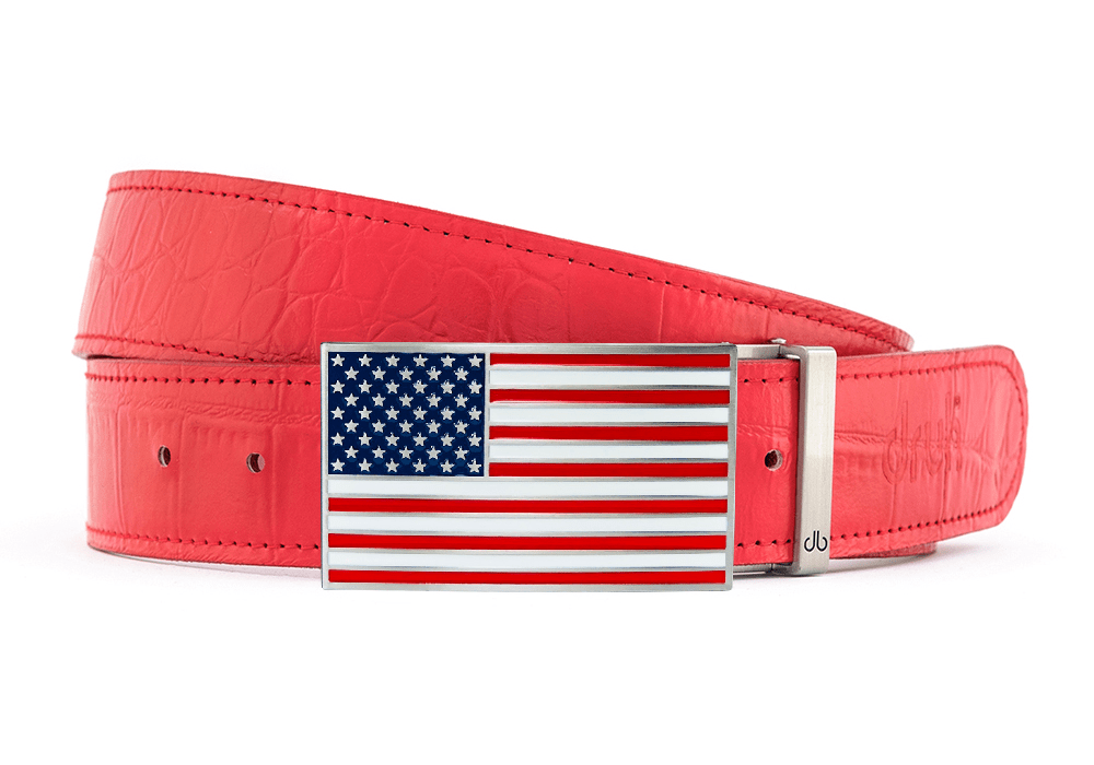 Red / American Crocodile Leather Belts Druh Belts USA