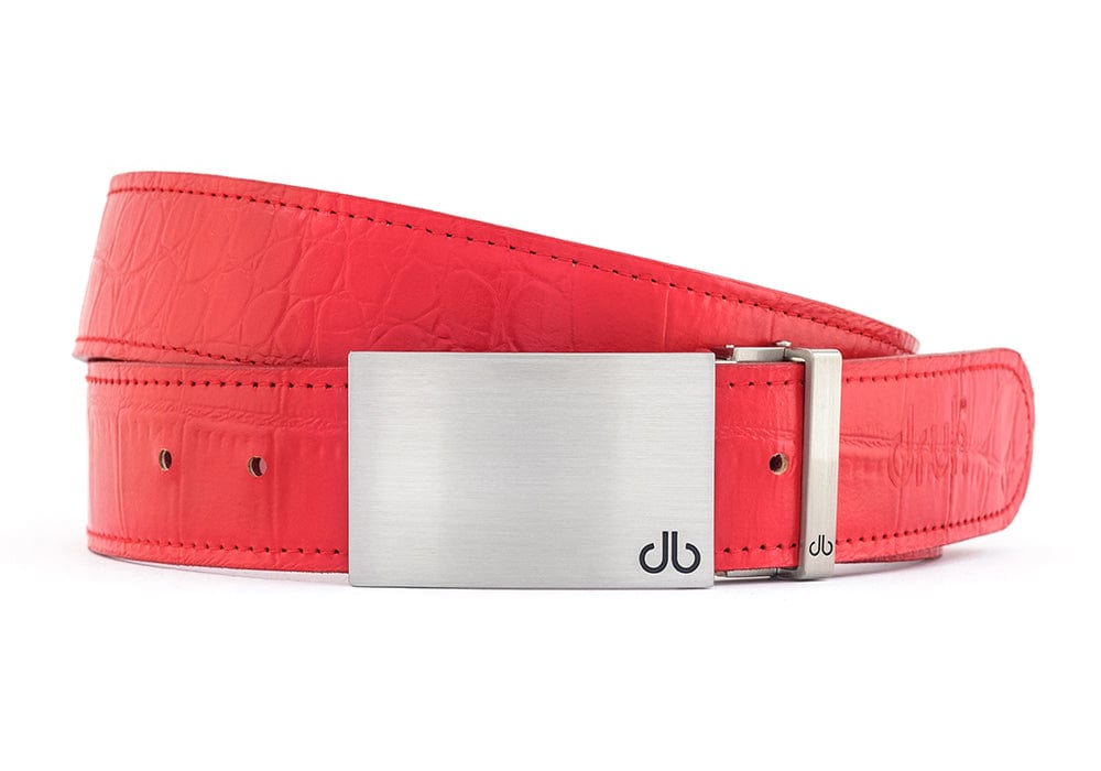 Red / Block Silver Crocodile Leather Belts Druh Belts USA