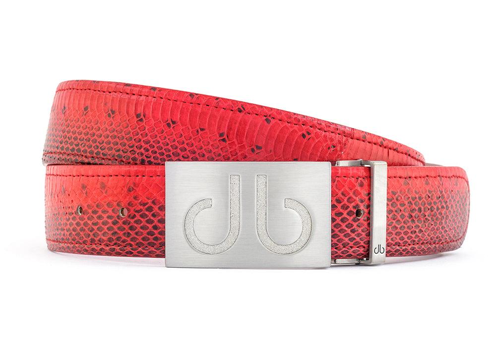 Red / Embossed Snakeskin Leather Belts Druh Belts USA