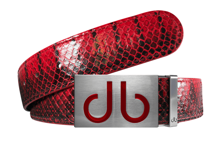 Red / Infill Snakeskin Leather Belts Druh Belts USA