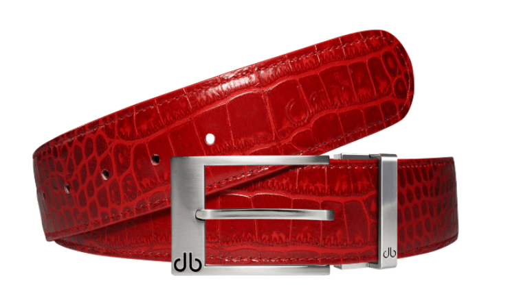 Red / Prong Silver Crocodile Leather Belts Druh Belts USA