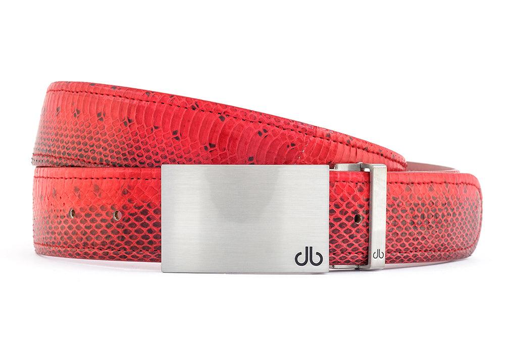 Red / Silver Block Snakeskin Leather Belts Druh USA