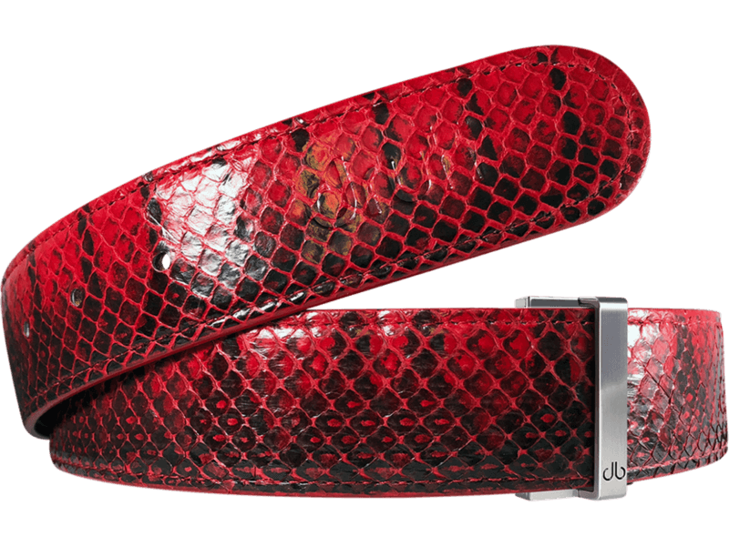Red Snakeskin Leather Strap - Druh Belts