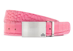 Silver Block Crocodile Pink Belts Druh Belts USA