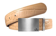 Tan / Block Silver Crocodile Leather Belts Druh Belts USA
