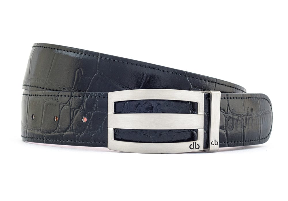 Three Bar Crocodile Black Belts Druh Belts and Buckles | US & Canada