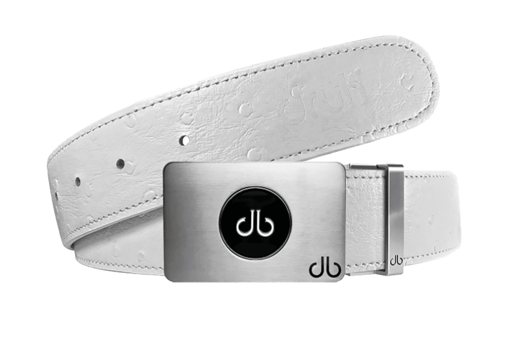 White / Ballmarker Ostrich Leather Belts Druh Belts and Buckles | US & Canada