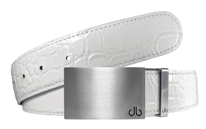 White / Block Silver Crocodile Leather Belts Druh Belts USA
