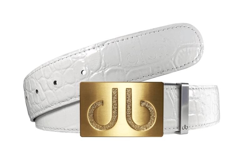  Gold Embossed Leather Belt | Gold Designer Buckle Druh Belts USA