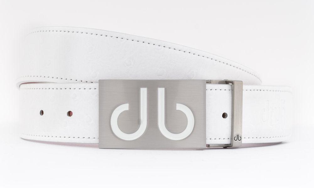 White / Infill Ostrich Leather Belts Druh Belts and Buckles | US & Canada