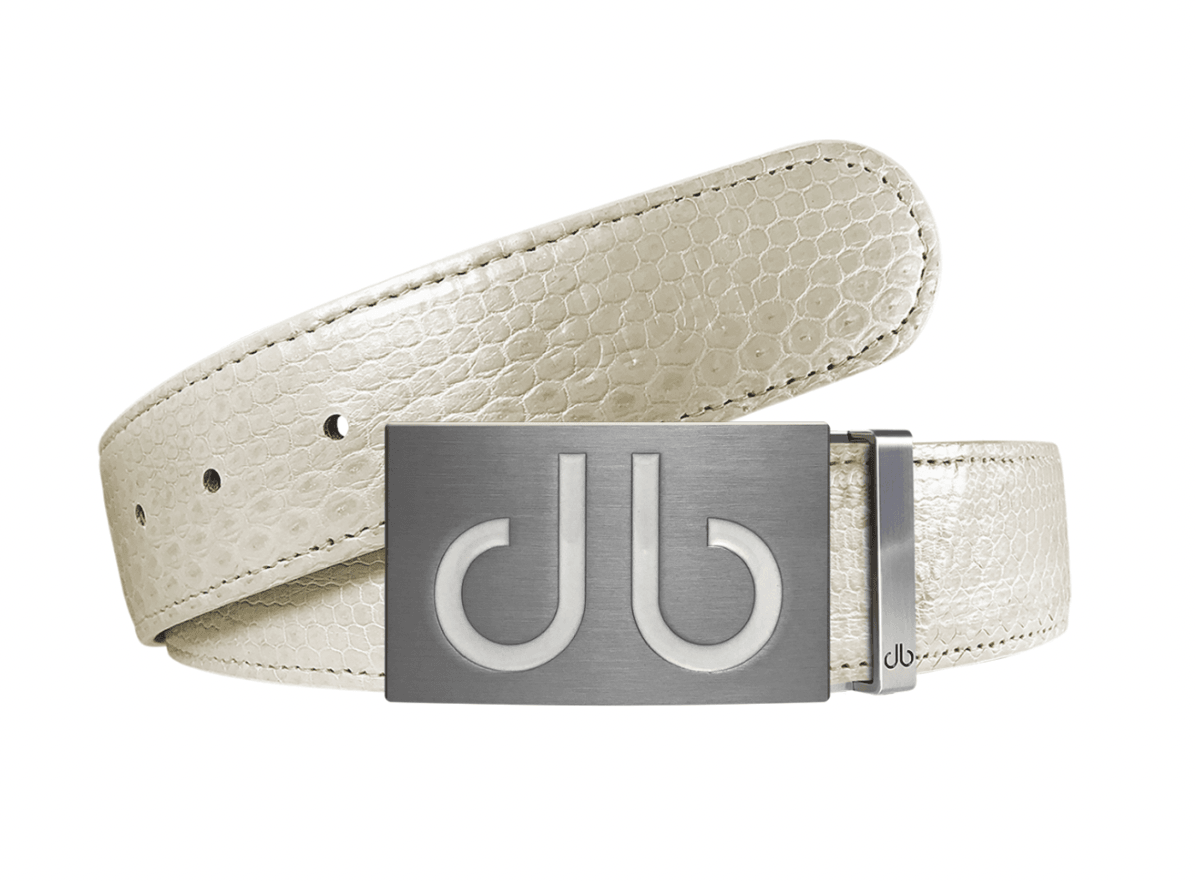 white / Infill Snakeskin Leather Belts Druh Belts USA