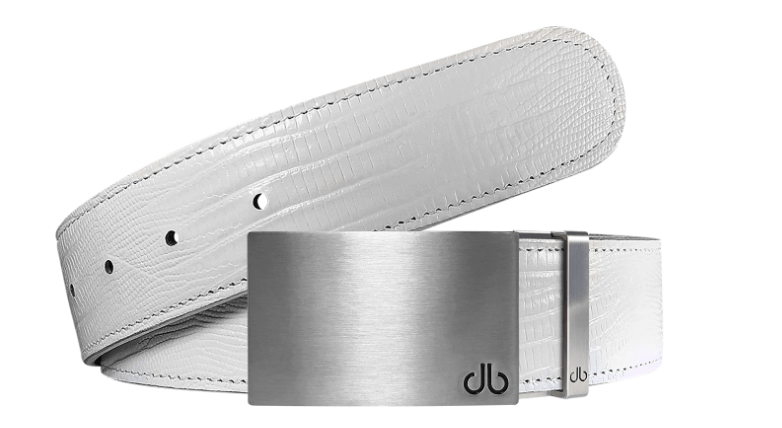White Lizard / Silver Block Lizard Leather Belts Druh Belts and Buckles | US & Canada