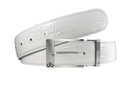 White / Prong Silver Crocodile Leather Belts Druh Belts USA