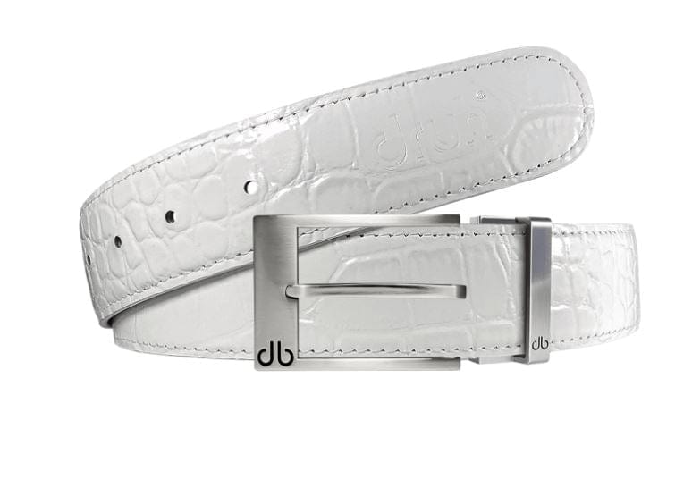 White / Prong Silver Crocodile Leather Belts Druh Belts USA