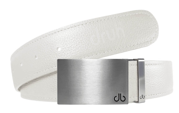 White / Silver Block Full Grain Leather Belts Druh Belts and Buckles | US & Canada