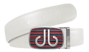 White / Stripe Full Grain Leather Belts Druh Belts and Buckles | US & Canada
